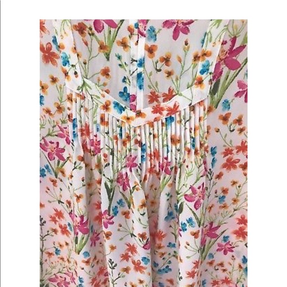 Gap Women's Floral Pintuck Split Neck Blouse - Picture 5 of 6